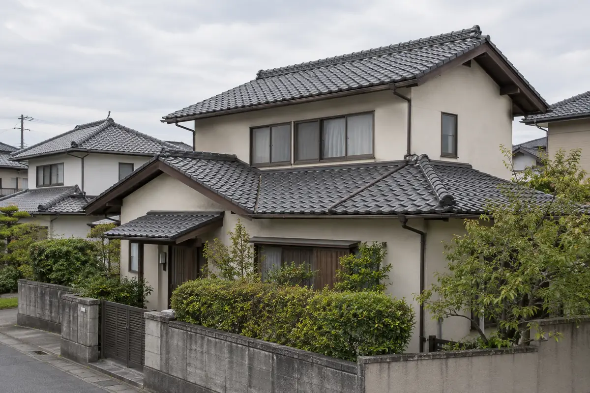 瓦屋根の住宅