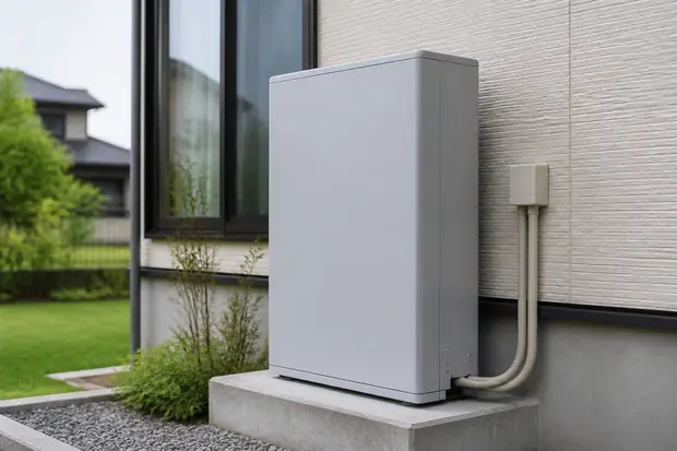 太陽光発電と蓄電池をつないだ構成図