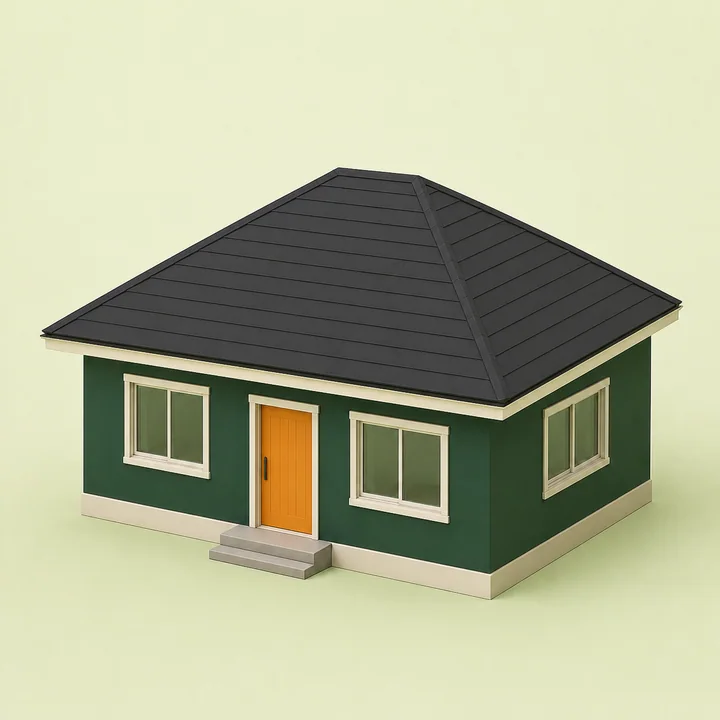 寄棟屋根の形がわかる一戸建てイラスト