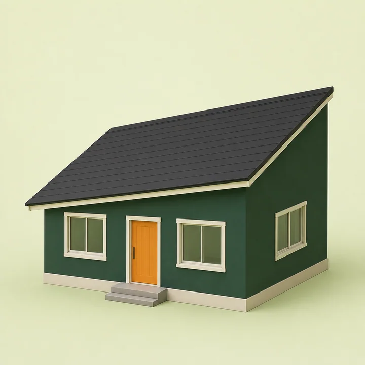 片流れ屋根の形がわかる一戸建てイラスト